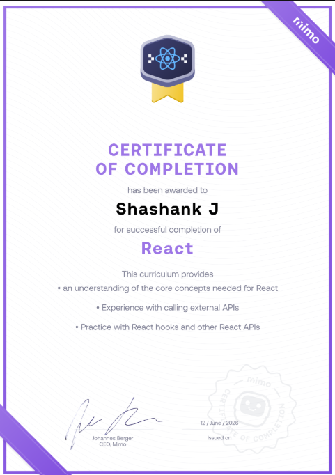 React Certificate
