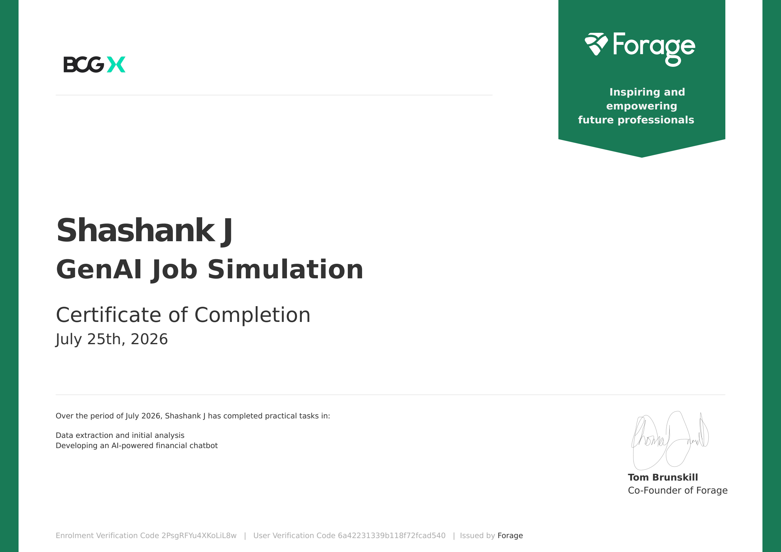 BCG X Generative AI Job Simulation Certificate