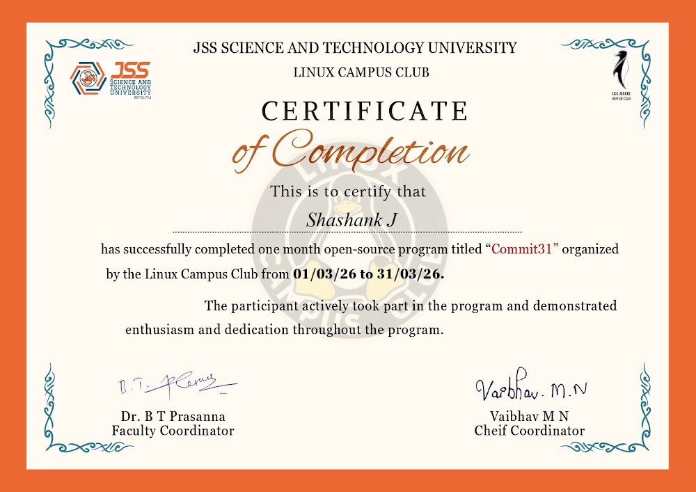 Commit31 Open Source Program Certificate