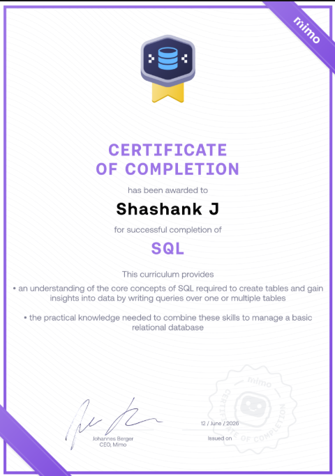 SQL Certificate
